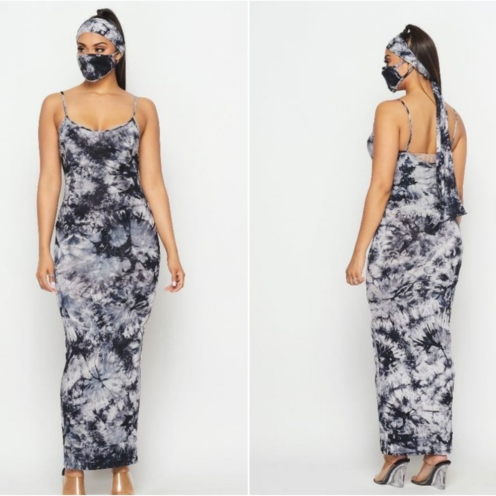 Maxi dress with mask and matching headband